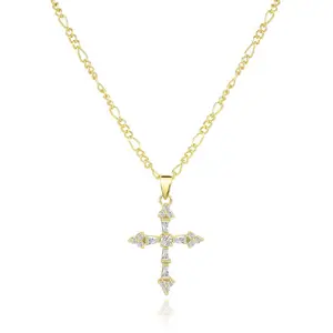 Cross Necklace for Women Dainty CZ Pendant 14K Gold Plated Cross Pendant Necklace Dainty Gold Cross Necklaces for Women Trendy Small Cross Charm Necklace Simple Cute Choker Necklaces Gold Jewery