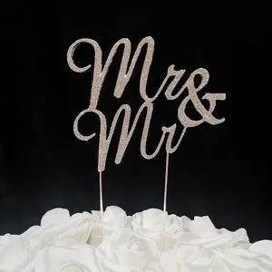 212 MAIN Silver 2oz Mr & Mr Cake Topper Ornaments, 4.3x3in Party Decoration for Same-Sex Wedding Home Supplies (Model 33014-MM)