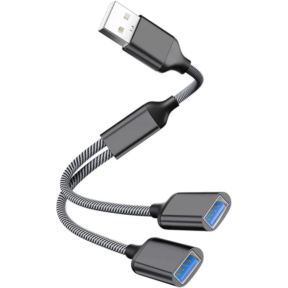 USB Male to Dual USB-C Female Splitter Cable, USB Splitter Y Cable, Dual Double Port Extender Hub, Type-C USB 2.0 Adapter, Data & Charger Power, for Smartphone, Laptop, Tablet, PC, Car, Xbox