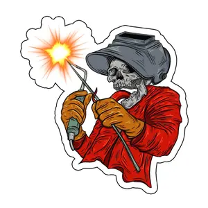 Welder Skeleton Vinyl Sticker – Funny Oilfield Trash Decal for Hard Hat, Welding Helmet, Tools A8O