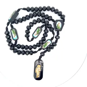 St Jude Black Bead Rosary