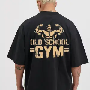 Vintage Men's Gym T shirt with Old School Weightlifting and Bodybuilding Graphics Breathable 100 Polyester Retro Workout Tee for Summer Fitness Casual Crew Neck Short Sleeve