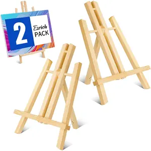 2 Pack 11.8" Wood Easels, Tabletop Easel for Painting, Painting Party and Canvas Display, for Kids Students School Desktop, Portable Canvas Photo Picture Sign Holder