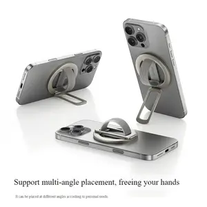 Lamicall Magnetic Phone Grip Holder for MagSafe - [Soft Silicone Loop] Vertical Cell Phone Zinc Alloy Ring Stand Kickstand, Magnet Hand Grip Accessories for iPhone 12-17 Series, Other with Metal Ring