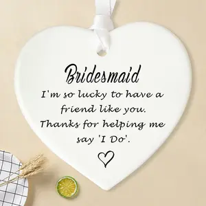 Heart Shaped Ceramic Ornament, Bridesmaid Gift, Bridesmaid Gift, Bridal Party Decoration, Party Favors for Wedding, Birthday, Anniversary