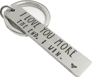 Driving Safe Keychain Gift,Valentines Gifts Keychain,I LOVE YOU MORE THE END I WIN Inspirational Keyring Keychain Key Holder,Fashion Keychain Kawaii Accessories for Men & Women As Gift