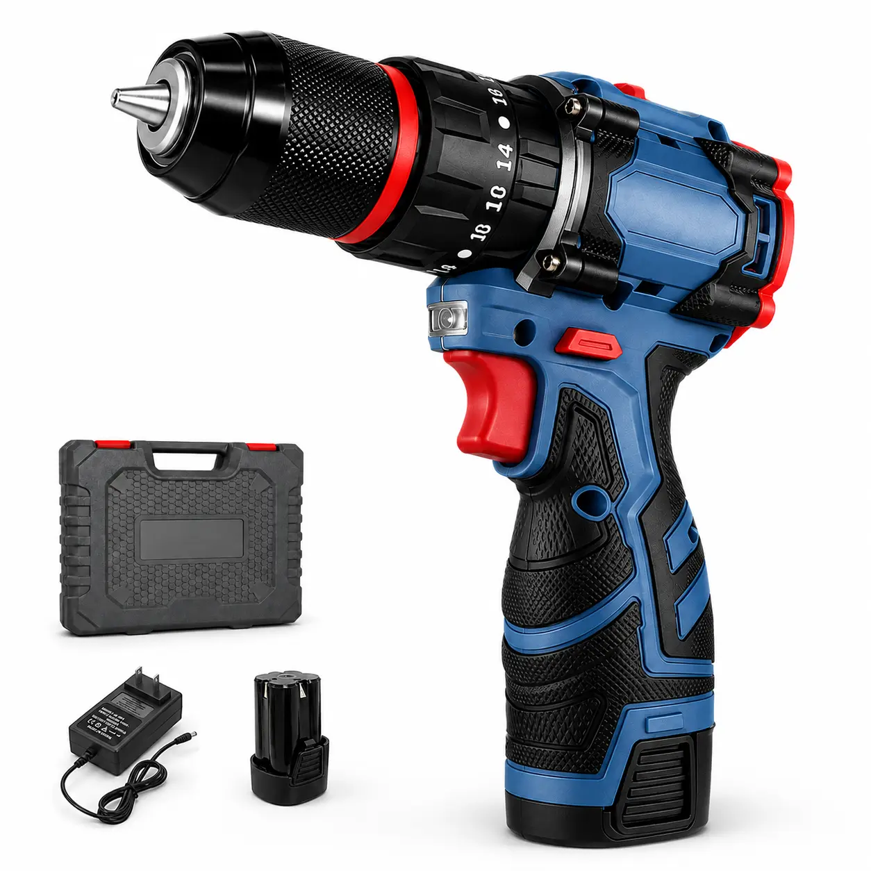 21V Cordless Drill Set, Electric Power Drill with 2Lithium Batteries & Charger, 2-Speed Variable, Portable Home DIY Tool Kit, Holiday Gift for Men