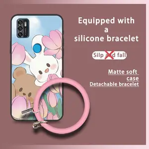 Waterproof Dirt-resistant Phone Case For ZTE Blade A7S 2020/Optus X Pro/P650 Pro Cartoon heat dissipation Ring Solid Color Cute Anti-knock Back Cover Bracelet Protective Creative