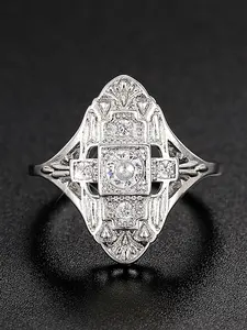 1 PC Gorgeous Cubic Zirconia Prism Cube Ring For Women For Valentine's Day Gift Wedding Anniversary Party Jewelry Solitaire Ring