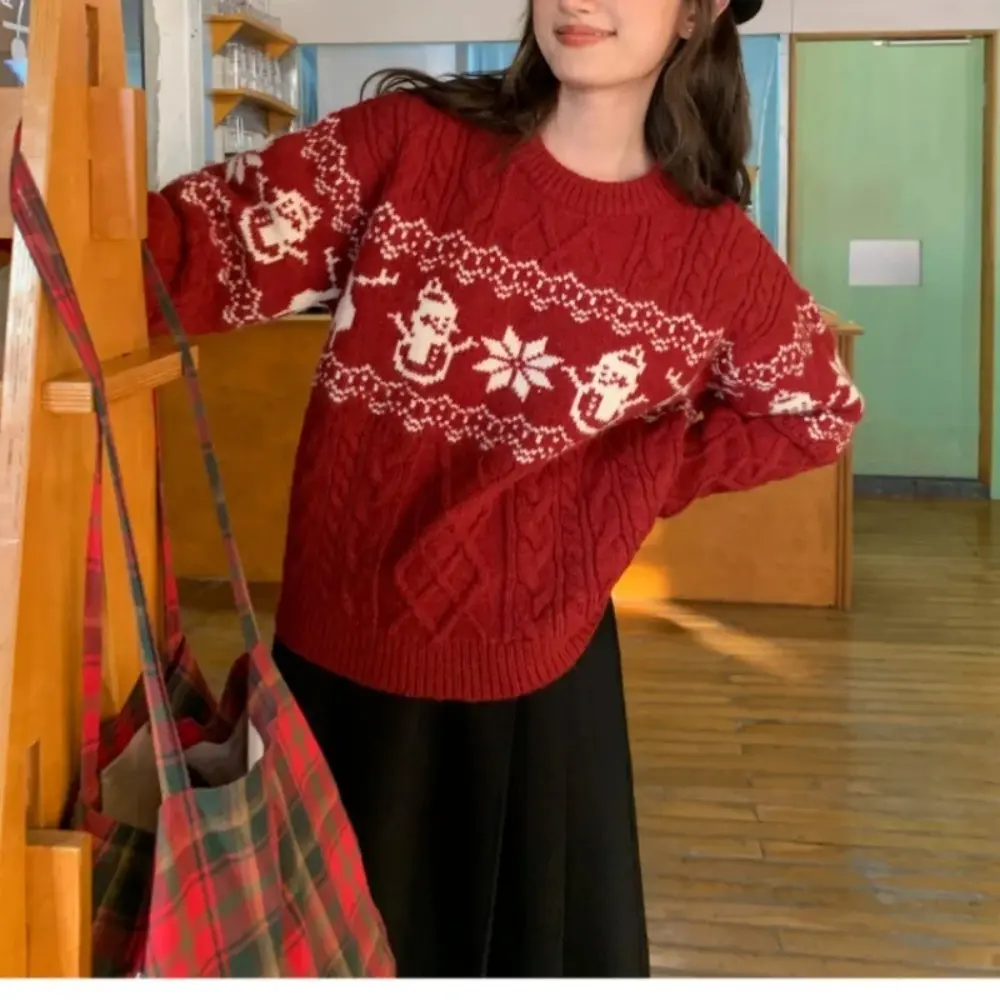 Women's Christmas Sweater, Fashionable One-Piece Knitwear, High Elasticity Long Sleeve Pullover, Casual Warm Winter Top
