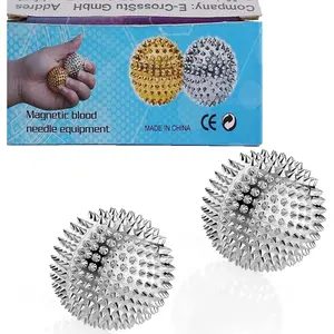 Magnetic Balls, Silver Massage Balls - 1 Pair, Adults & Kids Relief for Pain & Stress, Spiky & Acupuncture Massage for HandsVZWD