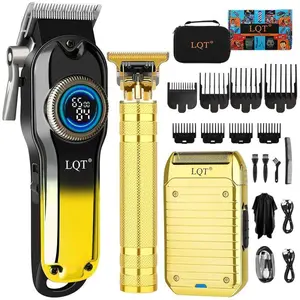 LQT Professional 3-Piece Cordless Grooming Kit - ABS Automatic Rechargeable Clippers, Wireless Haircut Tool, Detail Trimmer, 1500mAh Electric Shaver for Fades, Lineups, Beard Trimming, Automatic Rechargeable Clipper outdoorfun