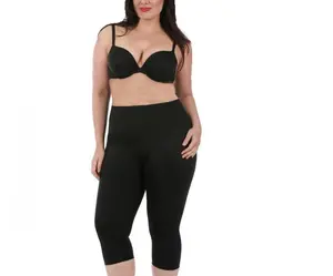 InstantFigure Curvy Plus Size Women Cropped Leggings 16804MC - High Waisted Compression Capris - Versatile Slimming Crop Pants, Perfect For Casual Professional Daily Wear, Provides All Day Comfort And A Smooth Flattering Silhouette, Made In USA