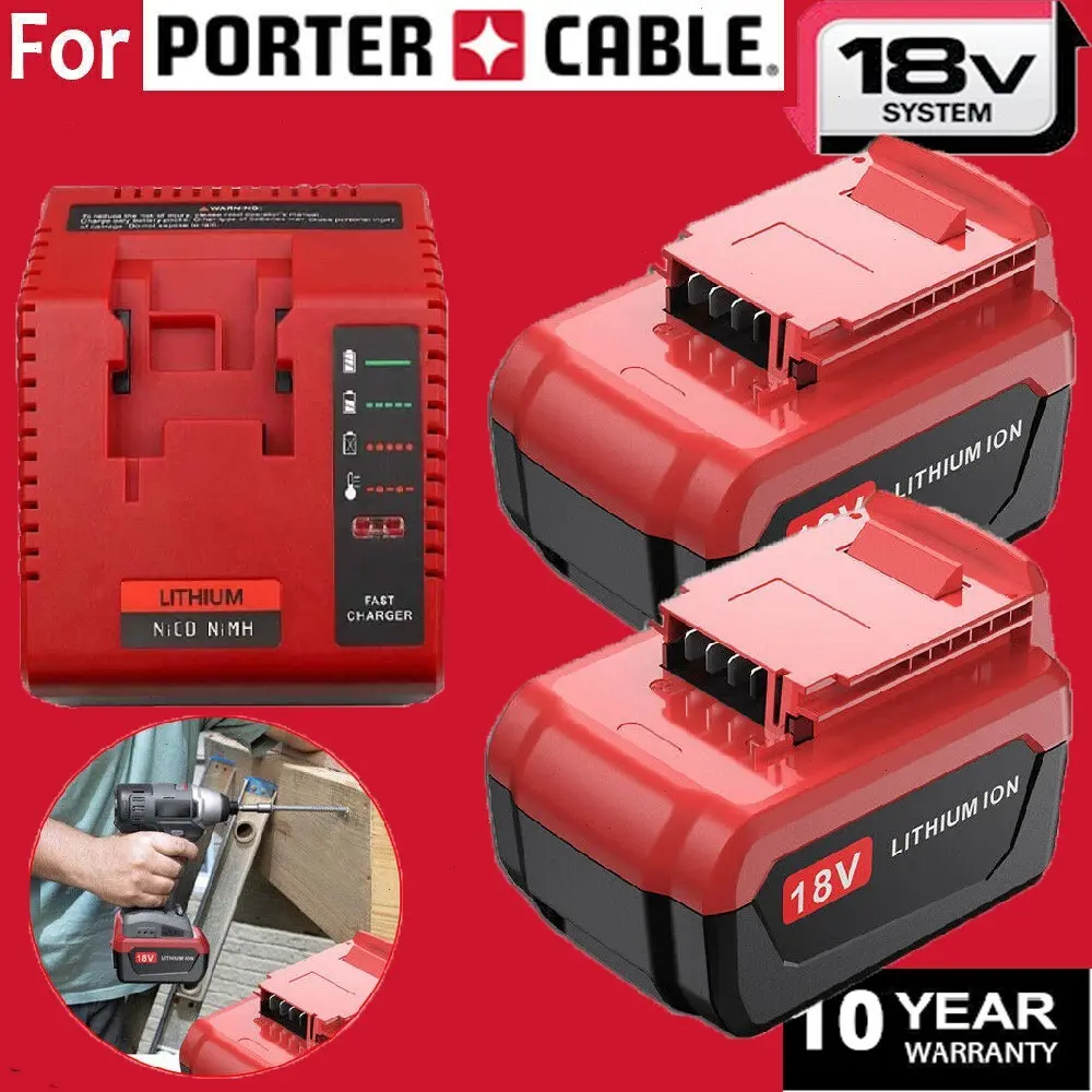 2Pack 18 Volt 6.0/8.0Ah Lithium Battery for Porter Cable 18V PC18BLX PC18BL Tool