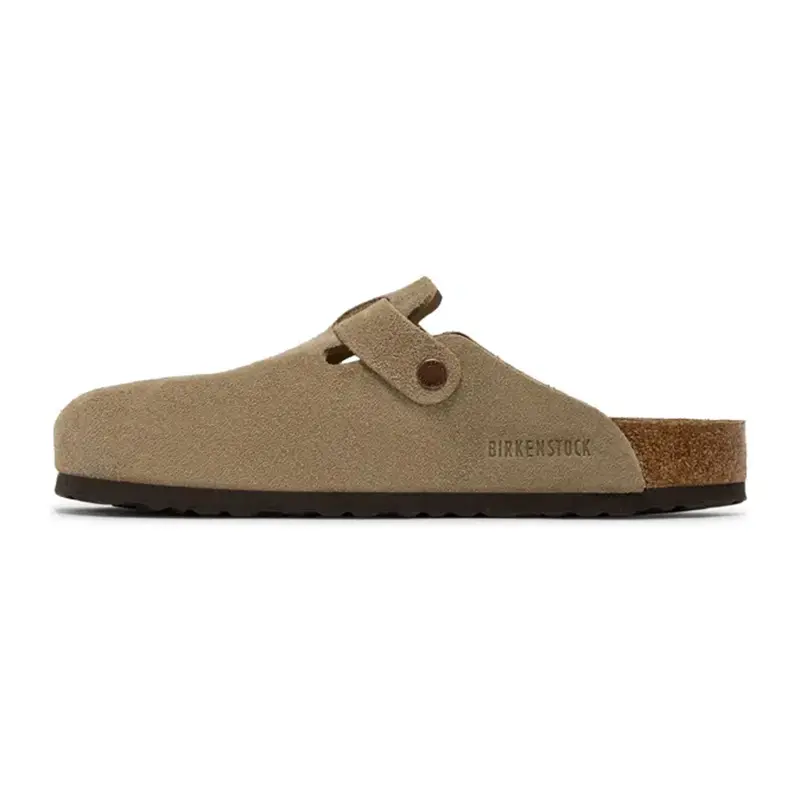 Birkenstock Boston Men‘s and Women's Mule Clog, Soft Footbed, Suede Leather, Taupe Footwear Shoe