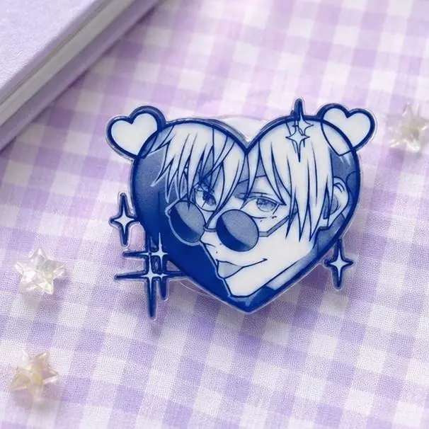Aesthetic Blue Heart Phone Grip, 2D Acrylic Phone Stand Holder, Anime Style Boy Phone Socket for Smartphone, Durable & Stylish Accessory