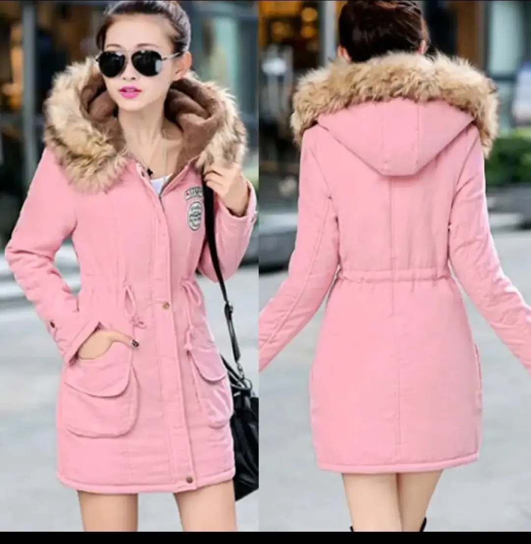 lady fur  collar long hoodies warm jackets plus size winter women parka jackets