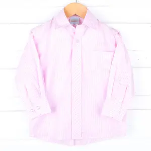 Pink Stripe Long Sleeve  Button Down Shirt for Boys