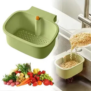 1pc Kitchen Sink Drain Basket, Self-Cleaning Clog Prevention Mesh Filter Push Strainer for Kitchen and Bathroom - Automatic Food Waste Disposal with Removable Bottom Multi-Purpose Hanging Screen Rack Non-Slip Plastic Basin Organizer Kitchen Accessories