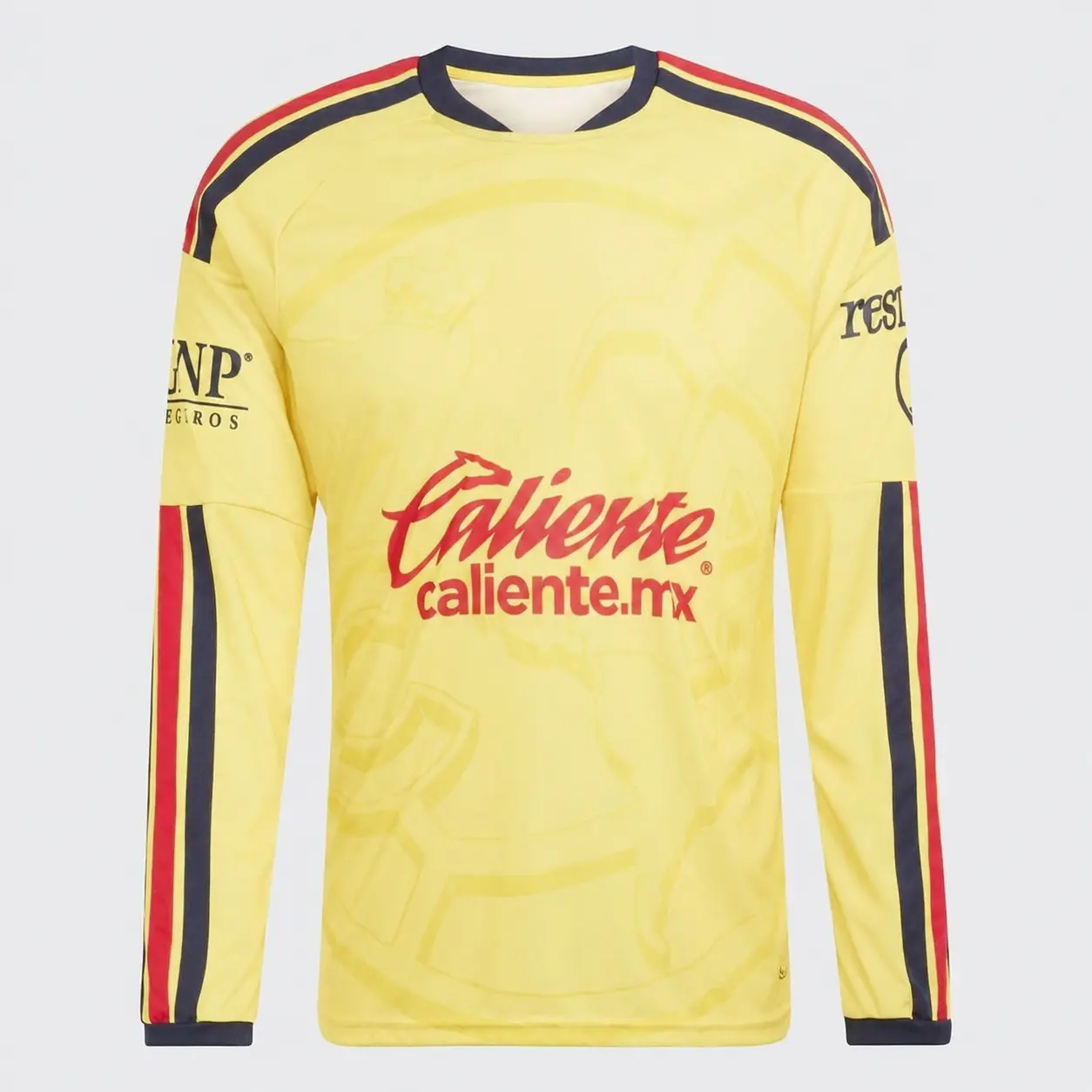 Men’s Yellow Long Sleeve Soccer Jersey – Navy & Red Contrast Football Shirt, Retro Match Day Fanwear, Lightweight Training Sports Top, Sizes XS–5XL