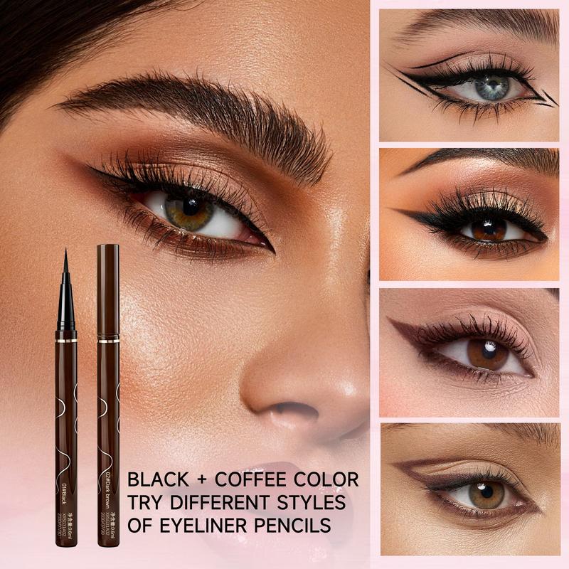 2-Pack Waterproof Liquid Eyeliner (Black + Brown) Fine tip for long-lasting wear Velvety matte finish All-day smudge-proof, transfer-resistant formula