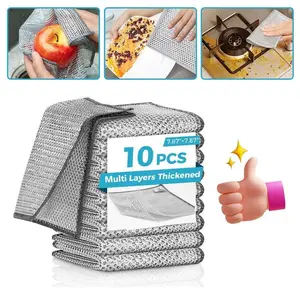 Double Layer Reusable Dish Cloth 20 Counts single layer Dishwashing Rags，Multipurpose Non-Scratch Wire Dishcloths for Wet and Dry Use, Reusable Wire Cleaning Cloths for Kitchen, Sinks, and Pans Silver Removable, Washable & More