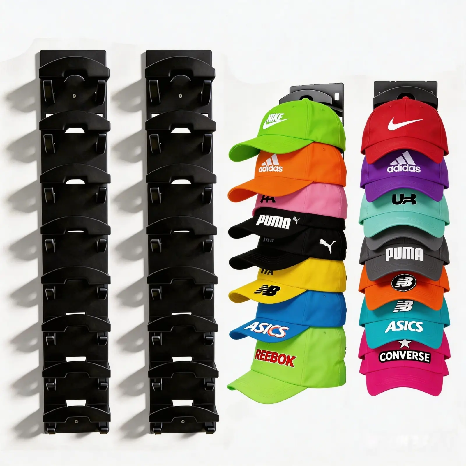Hat Organizer for Baseball Caps, 2 Pack No-Drill Adhesive Wall Hat Rack, Multilayer Display Storage Holder, Wall Hooks Hold 16 Hats for Closet Door Bedroom Home Decor Essentials