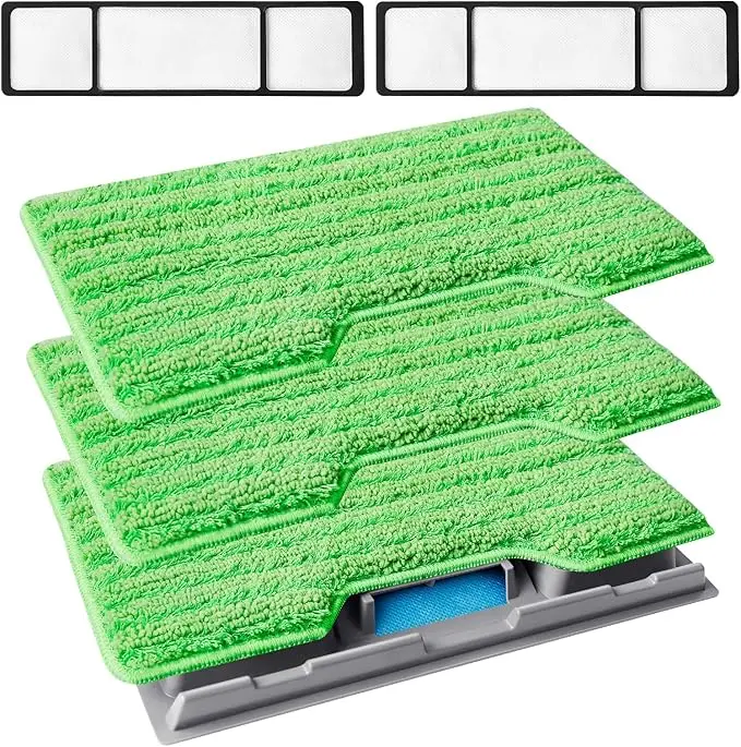 Reusable Mop Replacement Pads Compatible with Shark Vac Mop VM252 VM180 VM401 VM200 VC205 VM250 QM250 VM190, Hardwood Floor Mop Pad with Upgraded Dirt Chamber (1+2+3 Pads)