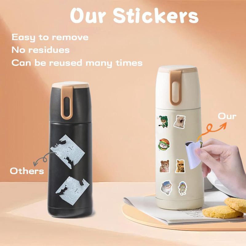 100PCSFunny Cat Meme Stickers for Adults,  Cute Cat Expression Waterproof Vinyl Stickers Pack for Water Bottle, Laptop, Scrapbook, Luggage, Pet Animals Decals, Party Supplies