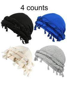 solid color turban hats for men, accessories for men, turban hijab, boho style textured hair accessories for women & girls, unisex vintage trendy hair accessories for daily wear, head wrap
