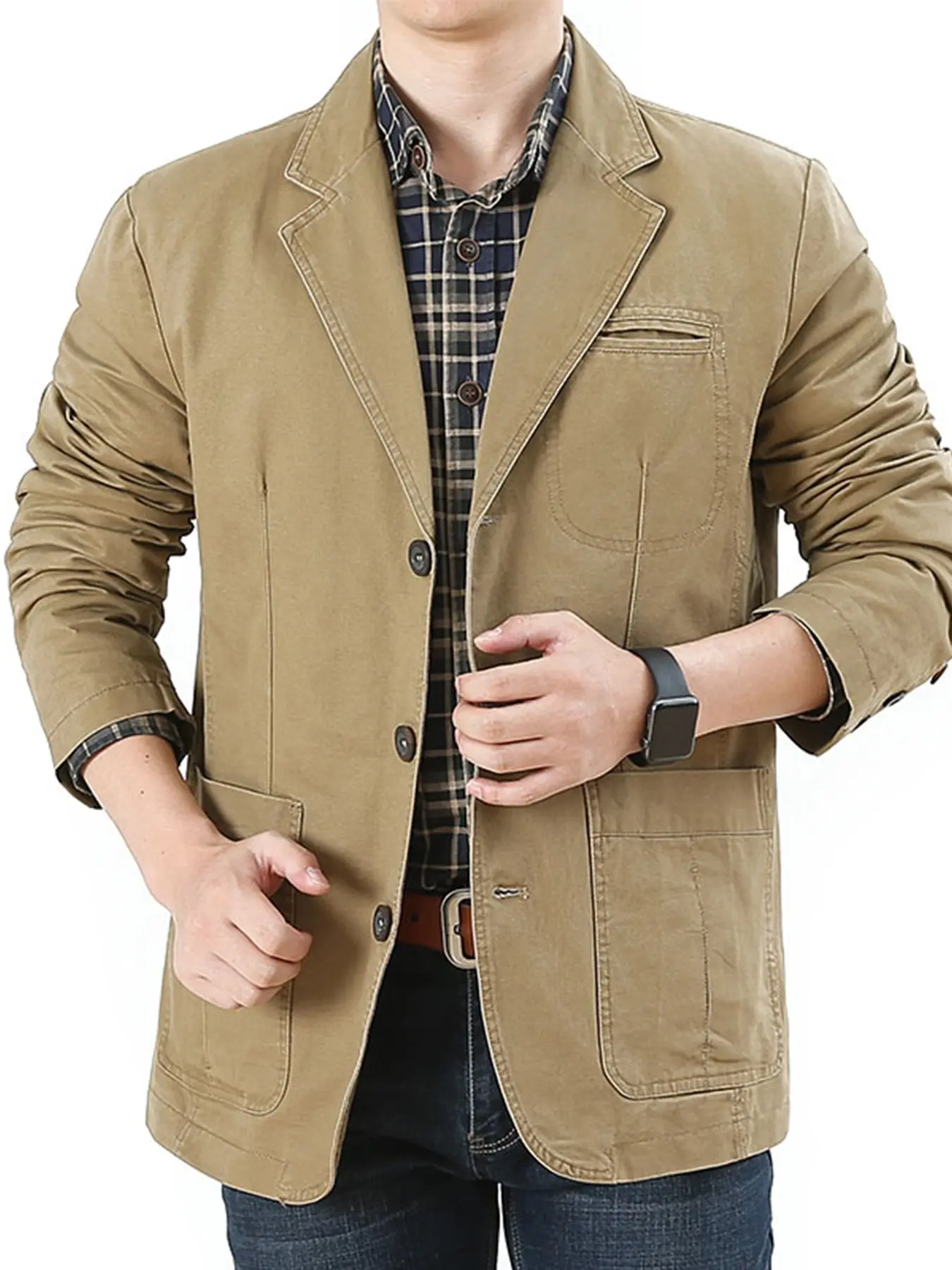 Men's Casual Spring Autumn Suit Jacket, Korean Style Slim Fit Middle Aged Loose Blazer, New Fashion Men's Outerwear