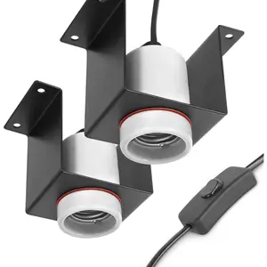 Reptile Ceramic Socket Heat Lamp Holder for Terrariums and Vivariums Gecko Lizard Heat Lamp Bracket Light Fixture Bulb Not Included