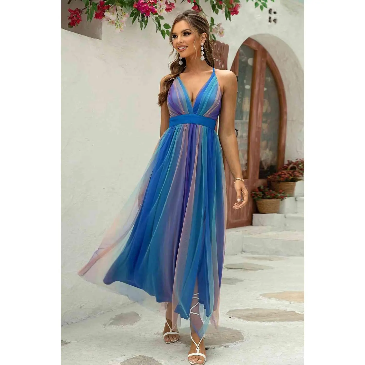 Crisscross Backless Mesh Dress Crisscross Backless Mesh Dress