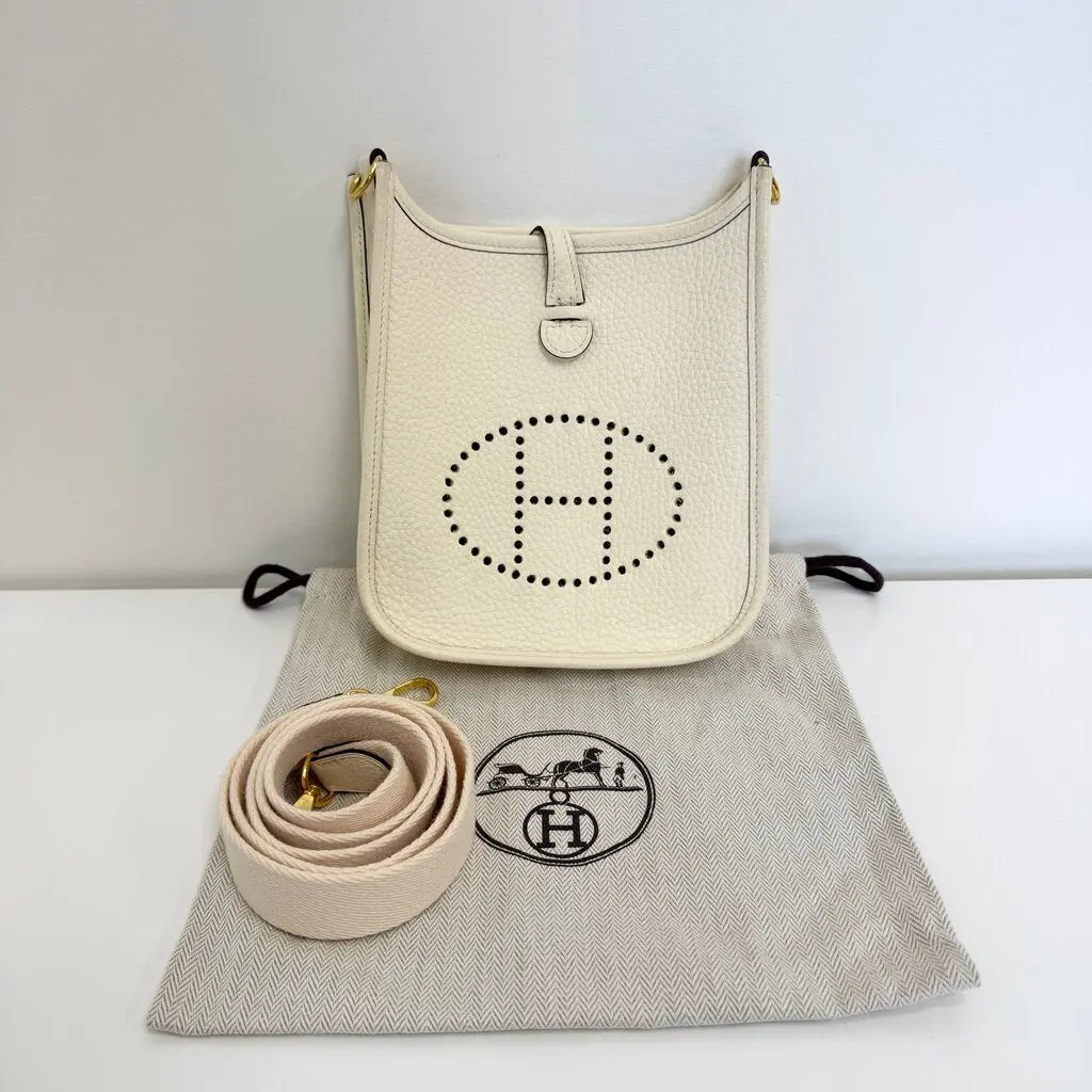 Pre-owned HERMÈS france Crossbody Bags HERMES White Mini Evelyne