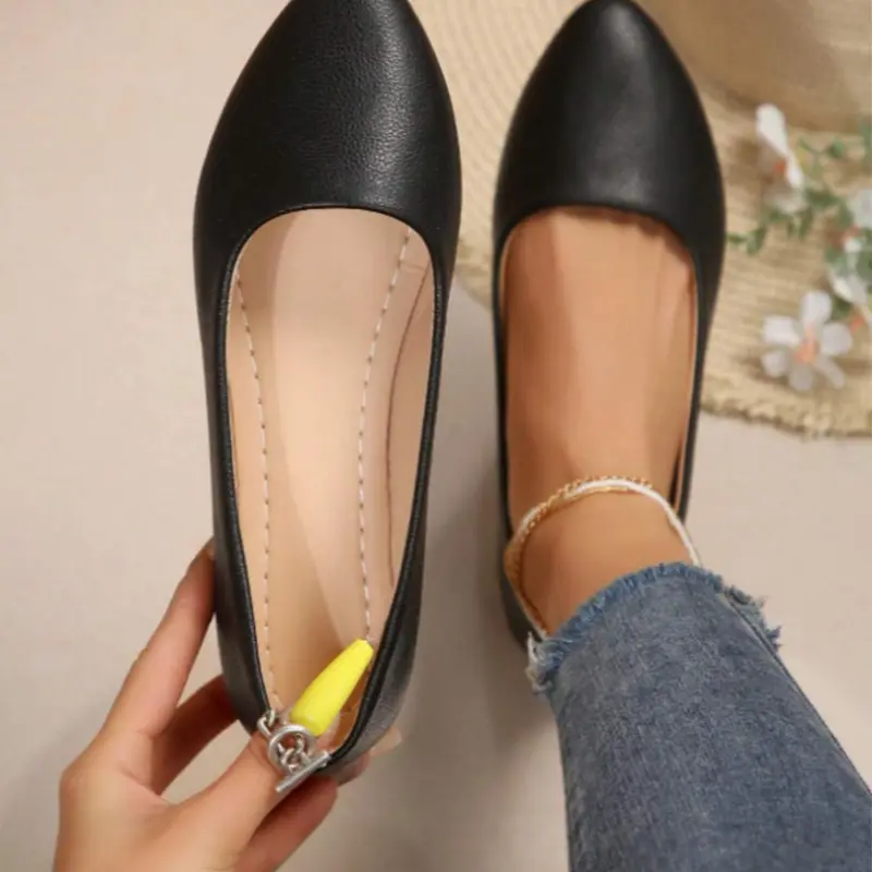 Women's Solid Color Round Toe Flat Shoes, Slip on Flats, Breathable Slip ons, Casual Comfortable Soft Sole Loafers for Daily Wear, Commuter Shoes, Office Shoes, Lightweight Breathable Shoes for Women & Girls, Running, Casual Fashion Shoes, Casual Footwear