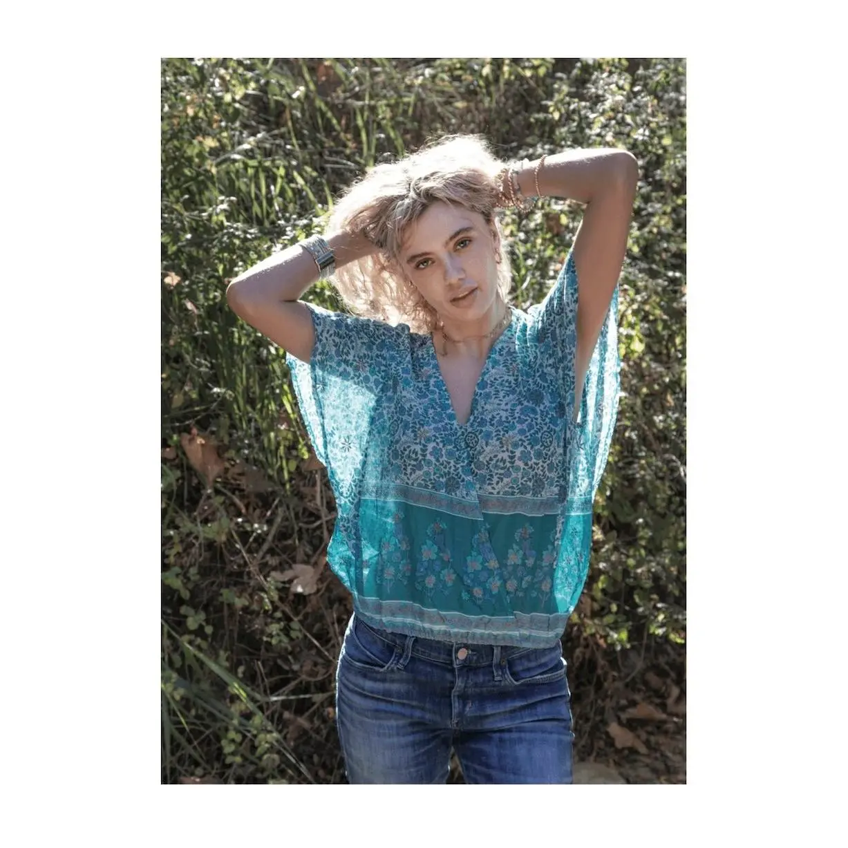 Penny Printed Crop Top Emerald