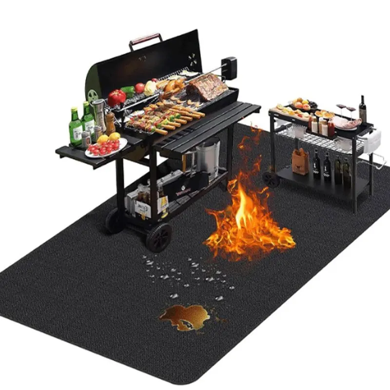 Camping Fiberglass Fire-Resistant Mat, High-Temperature Resistant, Outdoor Picnic BBQ Mat, Deck Patio Lawn Flame-Retardant Pad