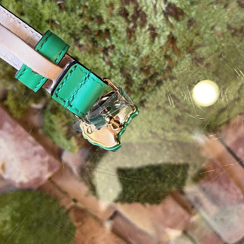 Pre-owned VERSACE Green Medusa Head Monochrome Belt 90/36(L)