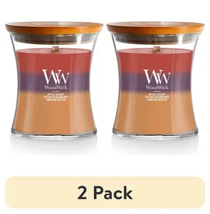 (2 Pack) Woodwick Medium Hourglass Trilogy Scented Candle, Autumn Harvest, 9.7 Oz WoodWick