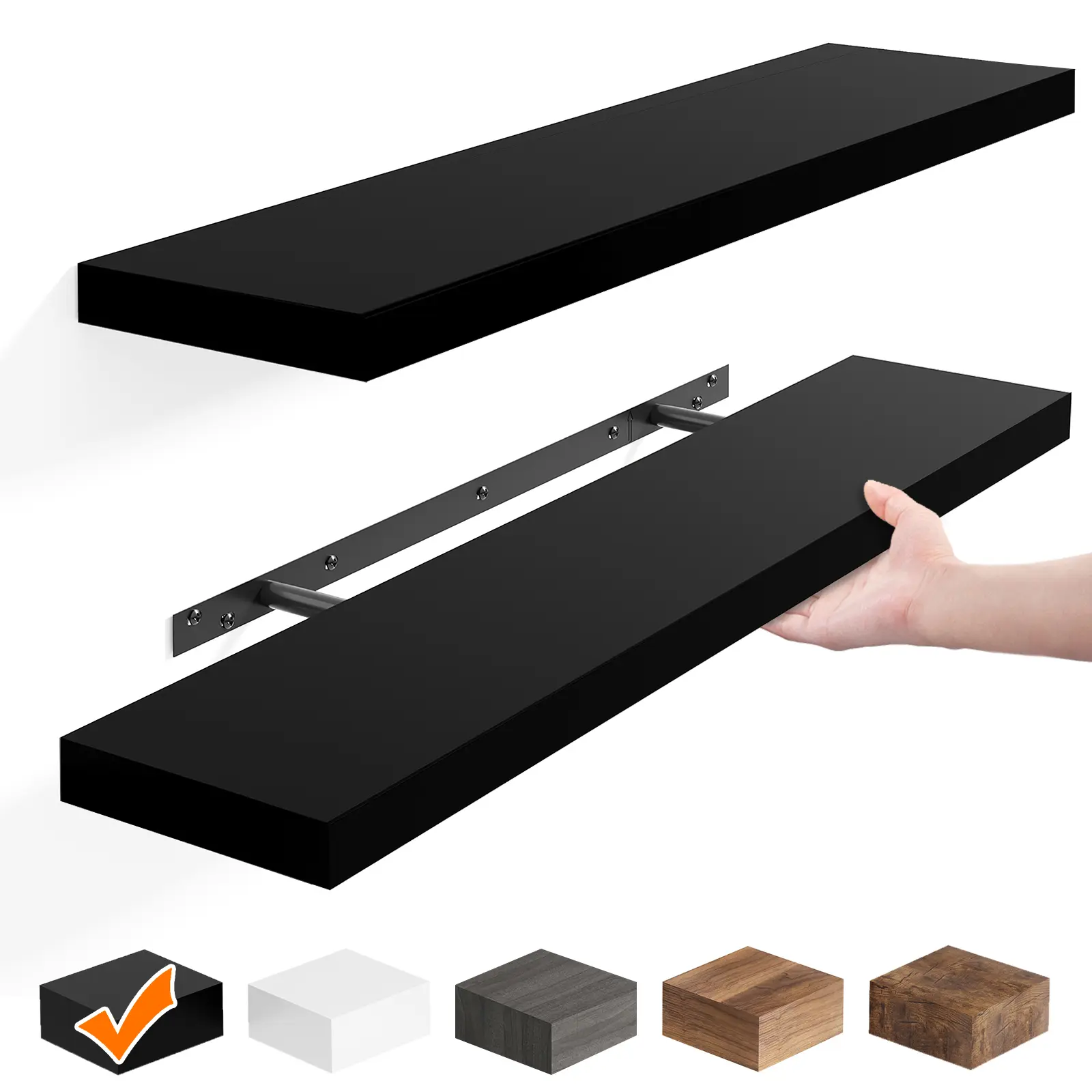 Fixwal 2-Piece Floating Shelves - 22"/56cm MDF Wall-Mounted Set for Home Storage, Sohochic Style, Ideal for Bedroom, House Decor, Room Inspo, Bathroom Decor Ideas, Living Room Use