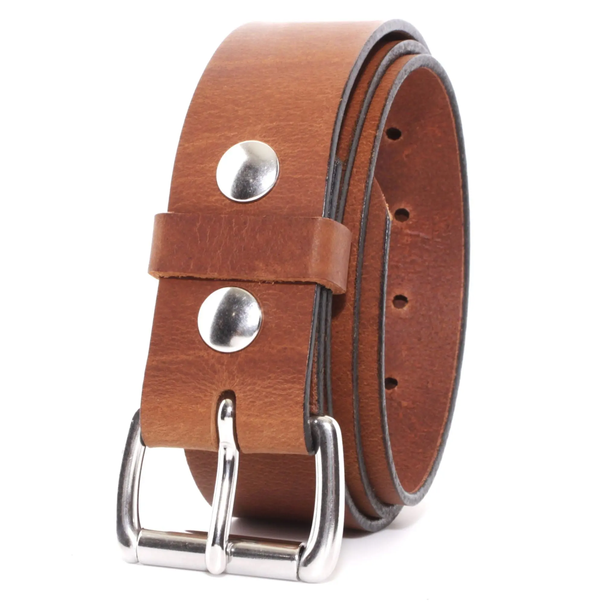 Mens Belts Leather Veg Oil Tan, Genuine Buffalo Leather Handmade By Amish, 1.5 Inch Wide & 3.6mm Thickness (Brown)