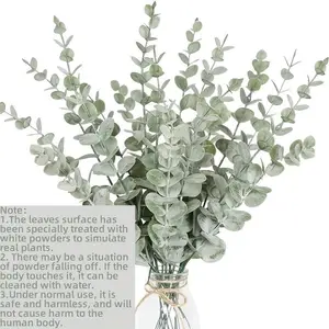 18 Realistic Eucalyptus Branches, Powder Coated Durable Plastic Stems, Perfect for Wedding Home Decor, Bedroom Bathroom Office Vase Decoration