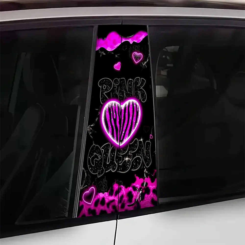 2pcs Queen B Pillar Sticker, Y2K Hot Girl Style Car Decal, Car Decorative Sticker, Girly Car Accessories, Car Stickers, Easy to Apply and Remove, Sunproof Waterproof Scratch Resistant, Vinyl Waterproof Decals