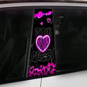 2pcs Queen B Pillar Sticker, Y2K Hot Girl Style Car Decal, Easy to Apply and Remove, Sunproof Waterproof Scratch Resistant, Vinyl Waterproof Decals