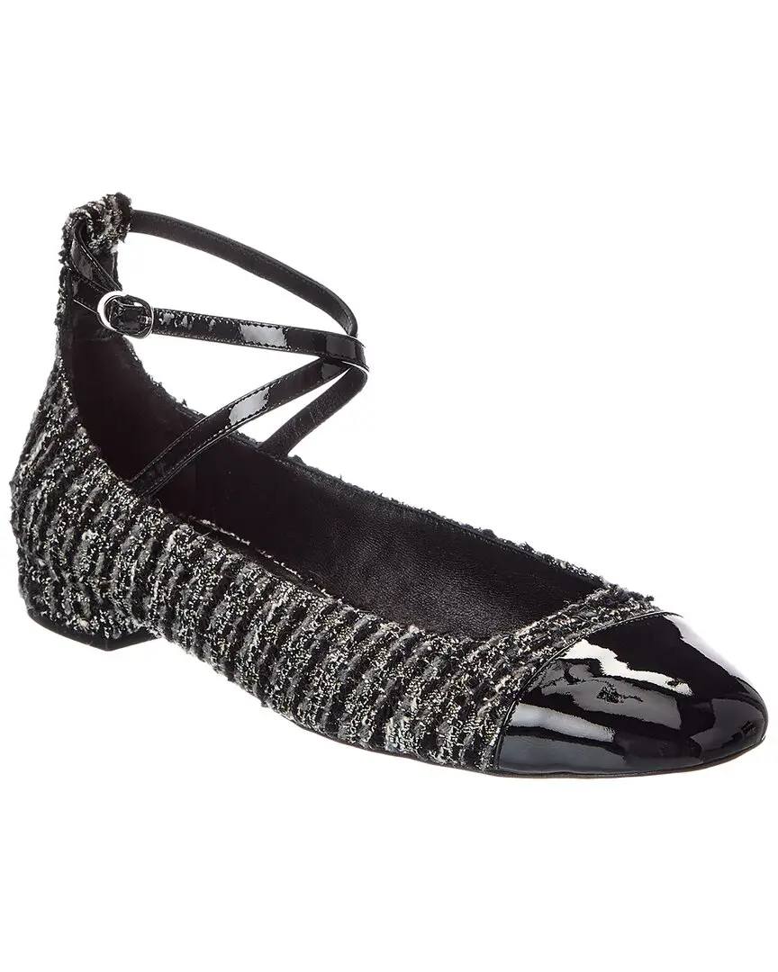 Stuart Weitzman Eden Strap Tweed & Patent Flat