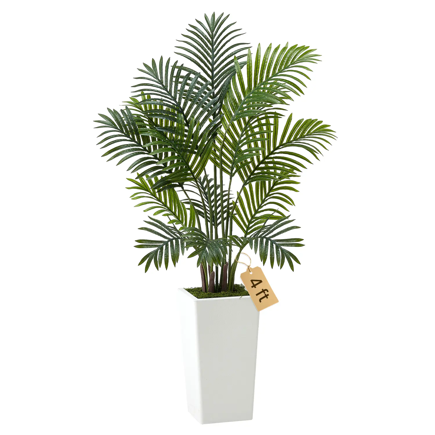 VEVOR Artificial Areca Palms 4 ft,  2 Pack Fake Palm Tropical Plants with White Tall Planter, Faux Floor Silk Plant in Pot, Large Tree for Home Office Living Room Decor House Warming, Indoor Outdoor