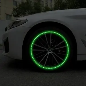 JOYTUTUS Fluorescent Wheel Rim Decals Colorful Luminous Dashed Line Car Stickers for Electric Vehicles Cars Trucks Motorcycles Glowing Reflective Night Visibility Decorative Stickers Valentine's Day Gifts Travel Essential