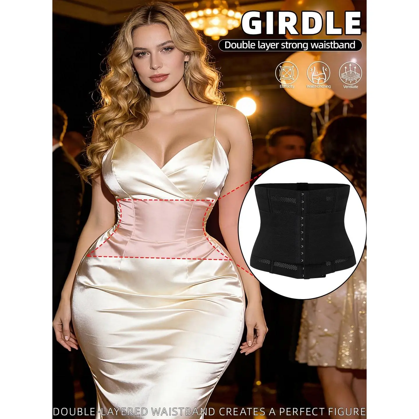 1 piece wrap waist trainer with double belt, faja body shaper corset shapewear slimming sheath for women, flat tummy tightener bridal wedding body shaper
