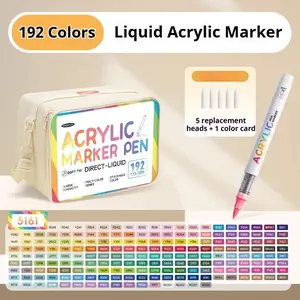 High Coverage Large Capacity Ink! Liquid Acrylic Markers Set 192/240 Colors, Professional Drawing Supplies, Nylon Soft Tip, Portable Case