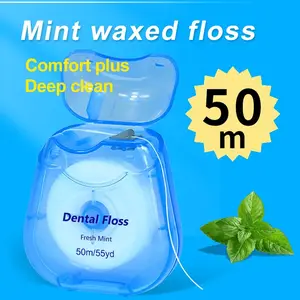 Mint Flavor Dental Floss 50m | Ultra Fine High Strength Removes Plaque & Keeps Mouth Fresh Deep Teeth Cleaning Oral